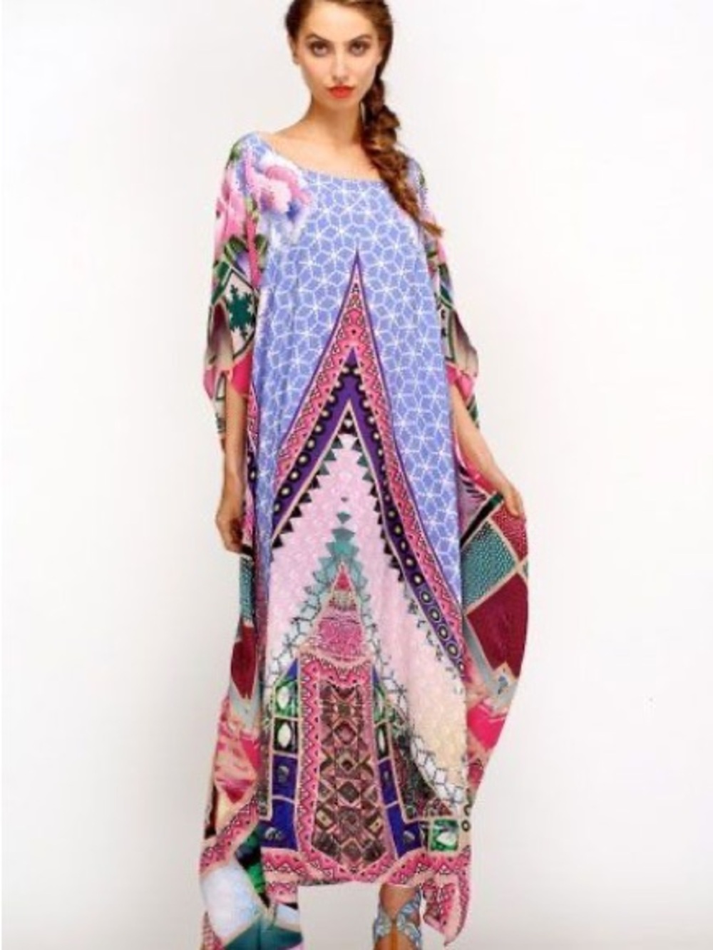 Camilla Dress Violet Eyes Kaftan 100% Silk Embellished Designed in Australia